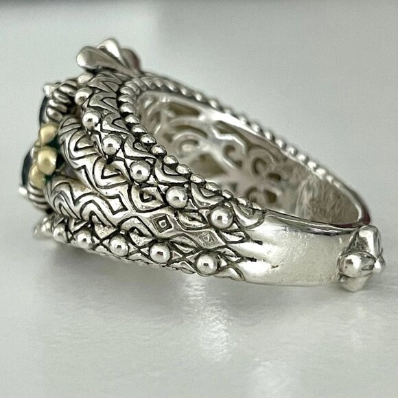 Barbara Bixby Sterling Silver & 18K Blue Topaz Flower Fashion Ring Size 6.25 - Picture 10 of 10